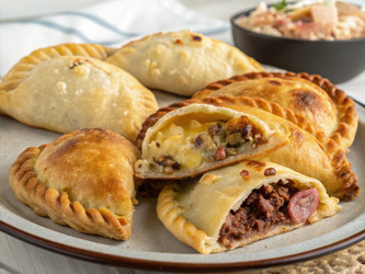 Вкусные аргентинские эмпанады, подаваемые на деревенской тарелке. Генеративный искусственный интеллект - RomanZ