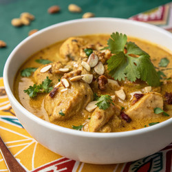 Вкуснейшее куриное блюдо «Наваби», подаваемое в яркой миске. Генеративный искусственный интеллект - RomanZ