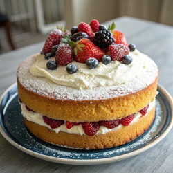 Вкусный австралийский национальный кекс Cakerz в стандартном размере, украшенный свежими ягодами. Генеративный ИИ - RomanZ