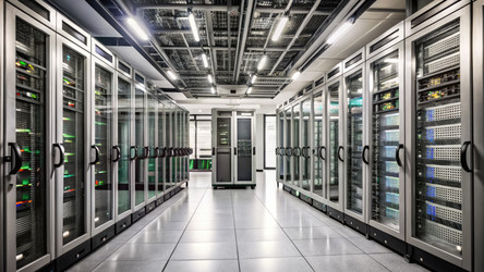 Усовершенствованный дизайн интерьера серверной комнаты с эффективной организацией пространства. Генеративный искусственный интеллект - RomanZ