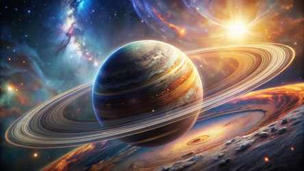 Гигантская планета, окруженная яркой звездной пылью и космическим светом в космосе. Генеративный ИИ - RomanZ