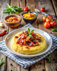 Кукурузный пудинг с ароматным беконом и свежей зеленью. Генеративный искусственный интеллект - RomanZ