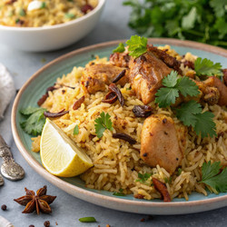 Откройте для себя вкус куриного бирьяни с ароматными специями. Генеративный искусственный интеллект - RomanZ