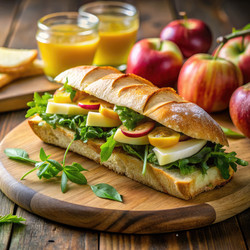 Вкусный сэндвич с сыром бри и свежими ингредиентами. Генеративный искусственный интеллект - RomanZ