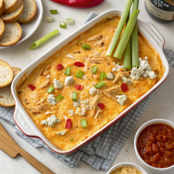 Вкусный дип из курицы по-буффало, готовый к подаче на любом мероприятии. Генеративный ИИ - RomanZ