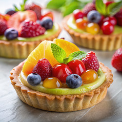 Тарталетки со свежими фруктами, полные цвета и вкуса. Генеративный искусственный интеллект - RomanZ