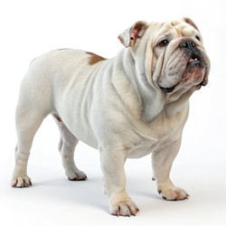 Confident Bulldog Poses Against White Background – Generative AI - RomanZ