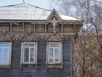 Г. Иркутск. Старый дворик. Фасад, окна, ворота. Irkutsk (marka) - marka