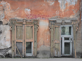 Г. Иркутск. Старый дворик. Фасад, окна, ворота. Irkutsk (marka) - marka