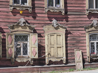 Г. Иркутск. Старый дворик. Фасад, окна, ворота. Irkutsk (marka) - marka