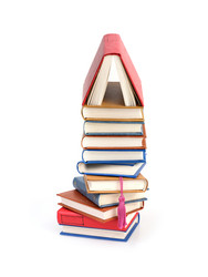 Стопка книг в разноцветных обложках, изолированная на белом фоне - Prokrida