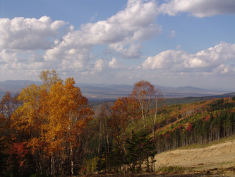 Вид с горнолыжного комплекса «Горный воздух».  Сахалин. View of the ski complex "Gorny Vozduh". Sakhalin. (marka) - marka