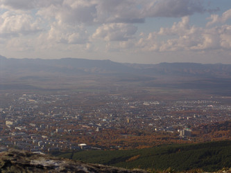 Вид с горнолыжного комплекса «Горный воздух». на город. Сахалин. View of the ski complex "Gorny Vozduh". Sakhalin. (marka) - marka