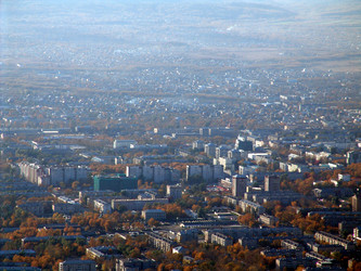 Вид с горнолыжного комплекса «Горный воздух». на город. Сахалин. View of the ski complex "Gorny Vozduh". Sakhalin. (marka) - marka