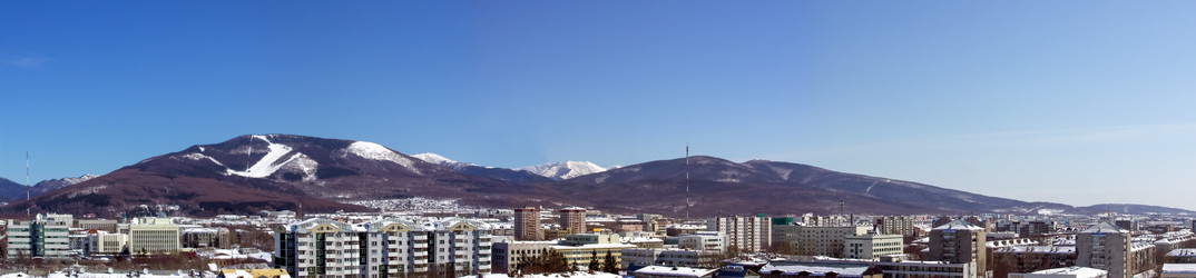 Вид на горнолыжный комплекс «Горный воздух». Сахалин. View of the ski complex "Gorny Vozduh". Sakhalin. (marka) - marka