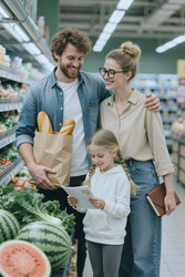 Семейные походы за продуктами и составление списка покупок в супермаркете - SeventyFour
