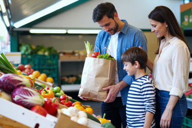 Семейные покупки свежих продуктов для здорового образа жизни. - SeventyFour