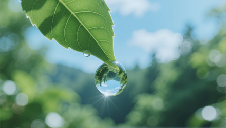 Кампания "зеленый лист с капелькой воды в поддержку устойчивого развития" - Mediaphotos