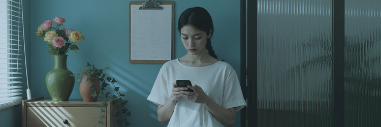 Взрослая азиатская женщина, использующая смартфон для цифровой связи - Mediaphotos