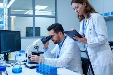 Взрослые ученые, проводящие лабораторные исследования для медицинских инноваций - AnnaStills