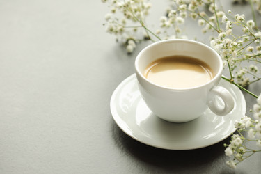 Coffee Background with Coffee Cup with Baby’s Breath Flowers - Kristina Kuptsevich