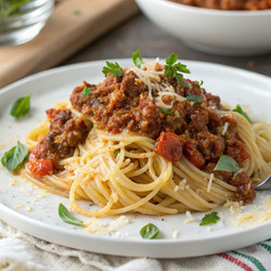 Вкуснейшее болоньезе из говядины со спагетти в сливочно-чесночном масле. Генеративный искусственный интеллект - RomanZ