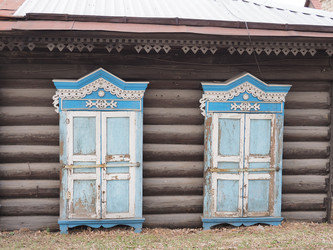 Г. Иркутск. Старый дворик. Фасад, окна, ворота. Irkutsk (marka) - marka