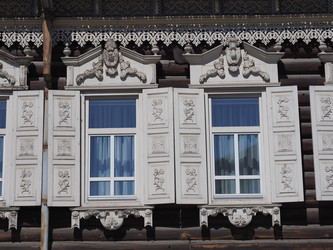 Г. Иркутск. Старый дворик. Фасад, окна, ворота. Irkutsk (marka) - marka