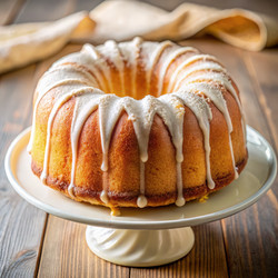 Вкусный кекс «Бундт» с глазурью на витрине. Генеративный искусственный интеллект - RomanZ