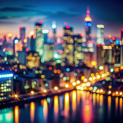 Яркие огни ночного города создают сказочную атмосферу. Генеративный ИИ - RomanZ