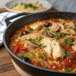 Вкусное домашнее блюдо с курицей и овощами. Генеративный искусственный интеллект - RomanZ