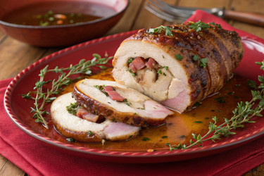 Вкуснейшая фаршированная свиная вырезка с сыром и беконом. Генеративный искусственный интеллект - RomanZ