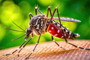 Крупный план комара Aedes Aegypti на коже, демонстрирующий вирус - RomanZ