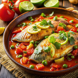 Вкуснейшая рыба по-веракрусски, подаваемая со свежими овощами. Генеративный искусственный интеллект - RomanZ