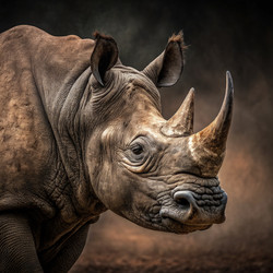 Детальный портрет носорога в естественной среде обитания. Генеративный искусственный интеллект - RomanZ