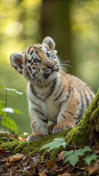 Милые тигрята Tigerrz исследуют пышный лес на рассвете. Генеративный ИИ - RomanZ