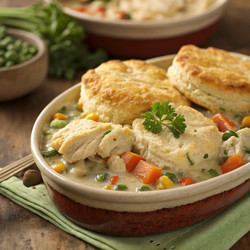Вкуснейший куриный пирог с кремовым соусом и слоеным печеньем. Генеративный ИИ - RomanZ