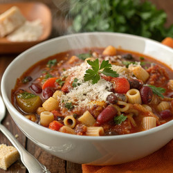 Вкусная паста фаджоли, приготовленная в мультиварке из свежих ингредиентов. Генеративный искусственный интеллект - RomanZ