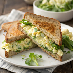 Вкусный сэндвич с яичным салатом на цельнозерновом хлебе. Генеративный искусственный интеллект - RomanZ