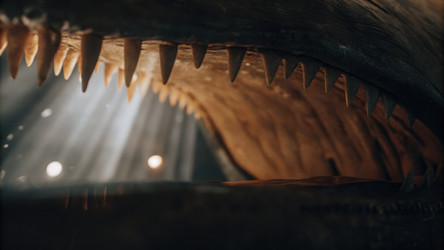 Magnificent Underwater View Inside a Sperm Whale’s Mouth. Generative AI - RomanZ