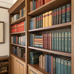 Классическая книжная полка, заполненная красочными старинными книгами. Генеративный искусственный интеллект - RomanZ