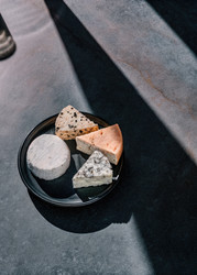 Разнообразные вкусные сыры и творог на тарелке. Генеративный искусственный интеллект - RomanZ