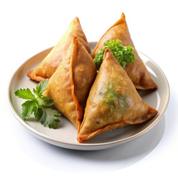 Вкусные индийские овощные самосы, выложенные на тарелке. Генеративный искусственный интеллект - RomanZ