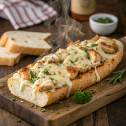 Чесночный хлеб с сыром, сливочным куриным мясом и травами. Генеративный искусственный интеллект - RomanZ