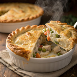 Теплый и аппетитный куриный пирог прямо из духовки. Генеративный искусственный интеллект - RomanZ