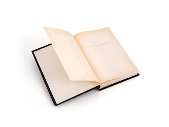 Открытая книга в черной обложке, изолировано на белом фоне - Prokrida