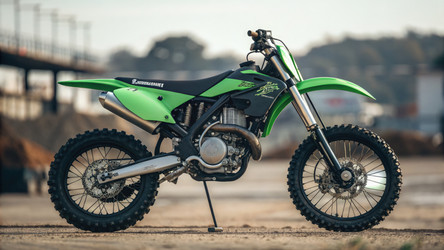 Вид на мотоцикл Kawasaki слева и справа на открытом воздухе - создано с помощью ИИ - RomanZ