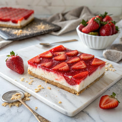 Вкусный клубничный чизкейк в виде батончика со свежими украшениями. Генеративный искусственный интеллект - RomanZ