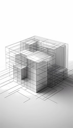 Архитектурная геометрическая рамка с пересекающимися линиями и плоскостями, создающими трехмерные иллюзии, изображение, сгенерированное искусственным интеллектом - yuyu