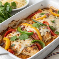 Запеченная курица фахитас с сыром и разноцветным перцем. Генеративный искусственный интеллект - RomanZ
